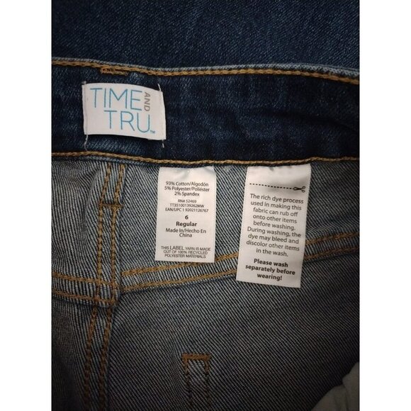 Time & Tru Women's Regular Fit Jeans, Size 6, Dark Wash. NWT - Picture 3 of 6